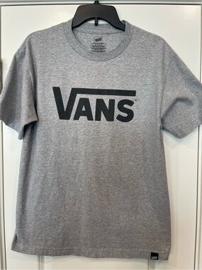 Vans Grey Short Sleeve Logo Tee with Black Print